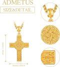 wholesale Gold 925 Sterling Silver Celtic Cross Pendant on Rolo Chain - Irish Knot Protection Jewelry for Men (22+2) -0-1