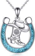 wholesale 925 Sterling Silver Turquoise Cowboy Boot & Hat Horse Shoe Pendant Necklace-0-0