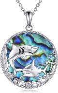 wholesale S925 Sterling Silver Shark Abalone Shell Necklace for Women, Hypoallergenic Durable Jewelry Gift for Mom Valentine Christmas Birthday-0-0