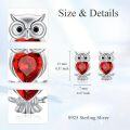 wholesale 925 Sterling Silver Blue Austrian Crystal Owl Stud Earrings-0-15