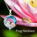 wholesale 925 Sterling Silver Blue Crystal Frog Pendant Necklace with Lotus and Celtic Knot Design-0-3