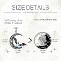 wholesale 925 Sterling Silver Crescent Moon with Bat and Opal Pendant Necklace for Women & Girls-0-4