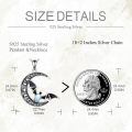 wholesale 925 Sterling Silver Crescent Moon with Bat and Opal Pendant Necklace for Women & Girls-0-4