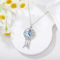 wholesale 925 Sterling Silver Sea Life Dreamcatcher Necklace - Blue Enamel & Crystal Accents-0-1