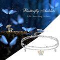 wholesale 925 Sterling Silver Yellow Stone Butterfly Charm Ankle Anklet for Women-0-2