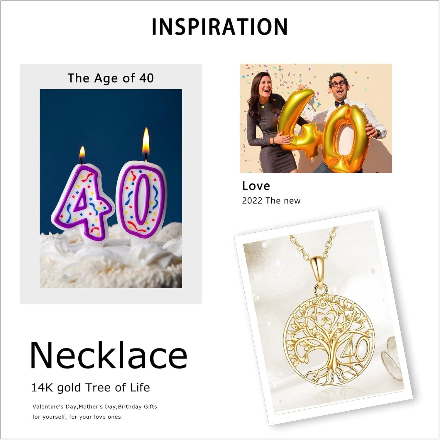  14K Gold Stone Tree of Life Necklace for Women 16th 18th 40th 50th Birthday Gifts -0-5
