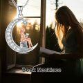 wholesale 925 Sterling Silver Crescent Moon Star Girl Reading Books Pendant Necklace for Women-0-4