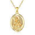 wholesale Gold-Plated 925 Sterling Silver St Rita Medal Necklace with Pray For Us Inscription and 18+2 Chain for Women-0-0