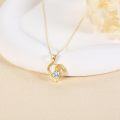 wholesale 14K Yellow Gold Double Heart Pendant with Cubic Zirconia - Valentine's Day Gift for Her-0-1