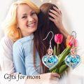 wholesale  Sterling Silver Crystal Mom Earrings Rose Flower Love Heart Dangle Drop Hook -0-25