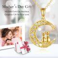 wholesale 14K Gold Moon & Cats Pendant Necklace for Women Cat Lovers Gifts Jewelry-0-1