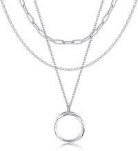 wholesale 925 Sterling Silver Bohemian Layered Necklace with Triangular Pendant and Chain - Holiday Gift Ideas for Her-Circle-A