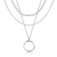 wholesale 925 Sterling Silver Bohemian Layered Necklace with Triangular Pendant and Chain - Holiday Gift Ideas for Her-Circle-A