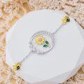 wholesale S925 Sterling Silver Cubic Zirconia Sunflower Bee Charm Bracelet Adjustable Gift for Women-0-2