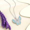 wholesale 925 Sterling Silver Blue Crystal Fairy Butterfly Pendant Necklace for Women-0-2