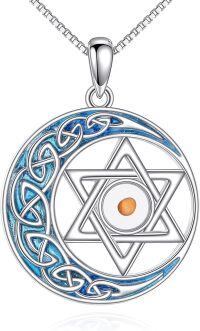 wholesale 925 Sterling Silver Celtic Knot Star of David with Mustard Seed Charm Pendant Necklace for Women Girls Christian Faith  45cm Chain Length-Star of David