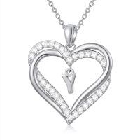 TOUPOP Sterling Silver Heart Initial A-Z Letter Pendant Necklace Gift-undefined