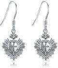 wholesale 925 Sterling Silver Gothic Rose Skull Witch's Heart Drop Earrings-0-0