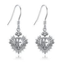 wholesale 925 Sterling Silver Earrings Wholesale With Heart And Cross Design-A-Sacred Heart