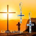 wholesale Sterling Silver Cross Leverback Dangle Drop Earrings for Women Men-0-34