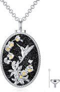 wholesale 925 Sterling Silver Black Sandstone Hummingbird Pendant Keepsake Cremation Jewelry for Ashes with Funnel and Fill Tool 24 Chain-0-0