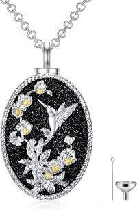 wholesale 925 Sterling Silver Black Sandstone Hummingbird Pendant Keepsake Cremation Jewelry for Ashes with Funnel and Fill Tool 24 Chain-19-Hummingbird Urn