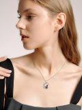 wholesale 925 Sterling Silver Crescent Moon Cat Pendant Necklace-0-3