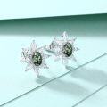 wholesale 925 Sterling Silver Green Moss Agate Flower Stud Earrings-0-1