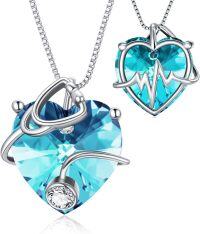 wholesale 925 Sterling Silver Birthstone Stethoscope Necklace for Nurse Doctor Med Student-925 Silver#12-December-Blue Topaz