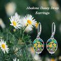 wholesale 925 Sterling Silver with Abalone Shell and Sunflower Design Drop Earrings for Women-0-4