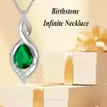 TOUPOP 925 Sterling Silver Teardrop Birthstone Necklace Infinity Love Jewelry Gift-0-2