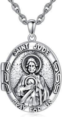 wholesale Sterling Silver Photo Locket Saint Pendant Necklace Religious Jewelry Gift-Customized Text St Jude-Customized Photos St Jude-Customized Photos+Test St Jude-Locket Only St Jude