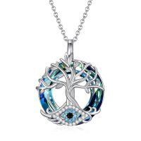 wholesale 925 Sterling Silver Tree Of Life Pendant With Evil Eye Design-C-Tree of Life·Evil Eye -Blue Crystal