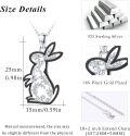 wholesale 925 Sterling Silver Black & White Cutout Floral Bunny Pendant Necklace for Women-0-3