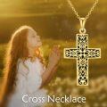 wholesale 925 Sterling Silver Black Onyx Filigree Cross Necklace Vintage Pendant Jewelry for Women Men 45cm Chain Length-0-5