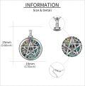 wholesale 925 Sterling Silver Abalone Shell Tetragrammaton Pentacle Locket Necklace for Women Girls Pagan  47mm Diameter with Funnel and Chain Included-0-3