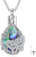 wholesale 925 Sterling Silver Abalone Shell Butterfly Urn Pendant Keepsake Memorial Jewelry with Funnel and Fill Kit-0-0