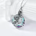 TOUPOP Sterling Silver Purple Crystal Eagle Urn Necklace For Ashes Memorial Jewelry-0-4