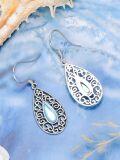 wholesale 925 Sterling Silver Teardrop Blue Moonstone Filigree Leverback Dangle Earrings for Women-0-2