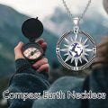 wholesale 925 Sterling Silver 925 Compass Pendant Necklace w/Starfish & Wave Design - Nautical Jewelry for Women-0-4