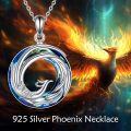 wholesale 925 Sterling Silver Blue Crystal Phoenix Triple Moon Goddess Pendant Necklace-0-1