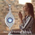 wholesale 925 Sterling Silver Teardrop Moonstone Evil Eye Pendant Necklaces for Women Blue Eyes s-0-2