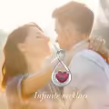TOUPOP Sterling Silver Garnet Infinity Love Moon Pendant Necklace-0-2