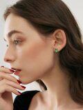 wholesale 925 Sterling Silver Frog Stud Earrings Green and White Design Holiday Gift Idea-0-5