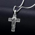 wholesale 925 Sterling Silver Virgin Mary Cross Pendant Necklace  Religious Protection Amulet Jewelry for Men-0-2