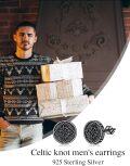 wholesale 925 Sterling Silver Round Black Onyx Celtic Knot Stud Earrings for Men Women Punk Gothic Jewelry 48x36mm-0-5