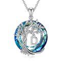 wholesale 925 Sterling Silver Blue Crystal Tree of Life Initial Necklace Family Letter Pendant Birthday Mother s Day Gifts for Her-0-120