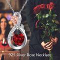 wholesale 925 Sterling Silver Red Garnet Heart Rose Pendant Necklace for Women-0-1