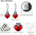 wholesale 925 Sterling Silver Red Heart Crystal Skull Drop Earrings Gothic s for Women-0-4