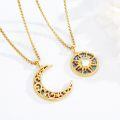 wholesale Gold 925 Sterling Silver Abalone Shell Sun and Moon Pendant Necklaces for Couples/Friends/Mom-0-3
